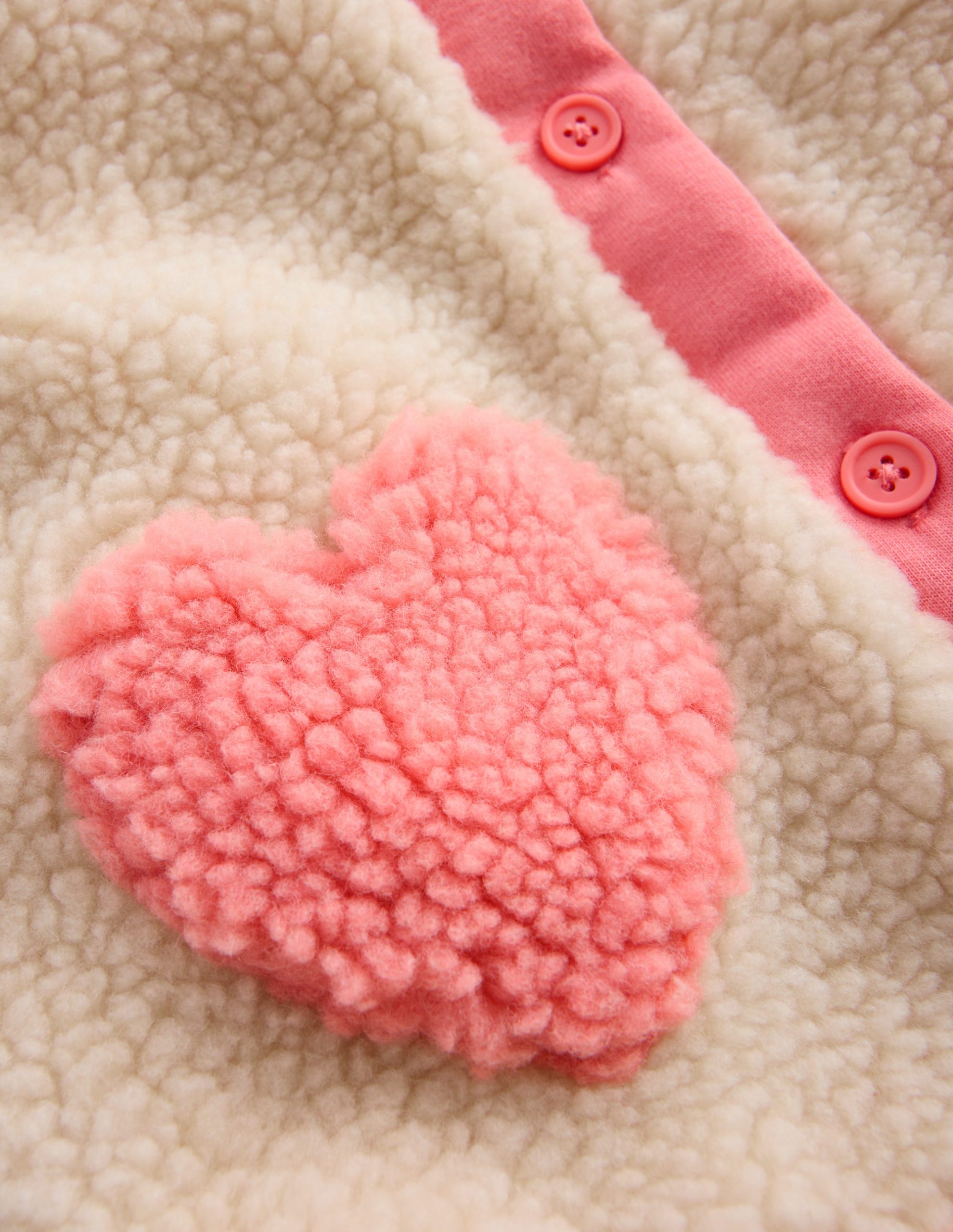 Borg Collared Jacket-Neutral/Pink Heart - Image 3
