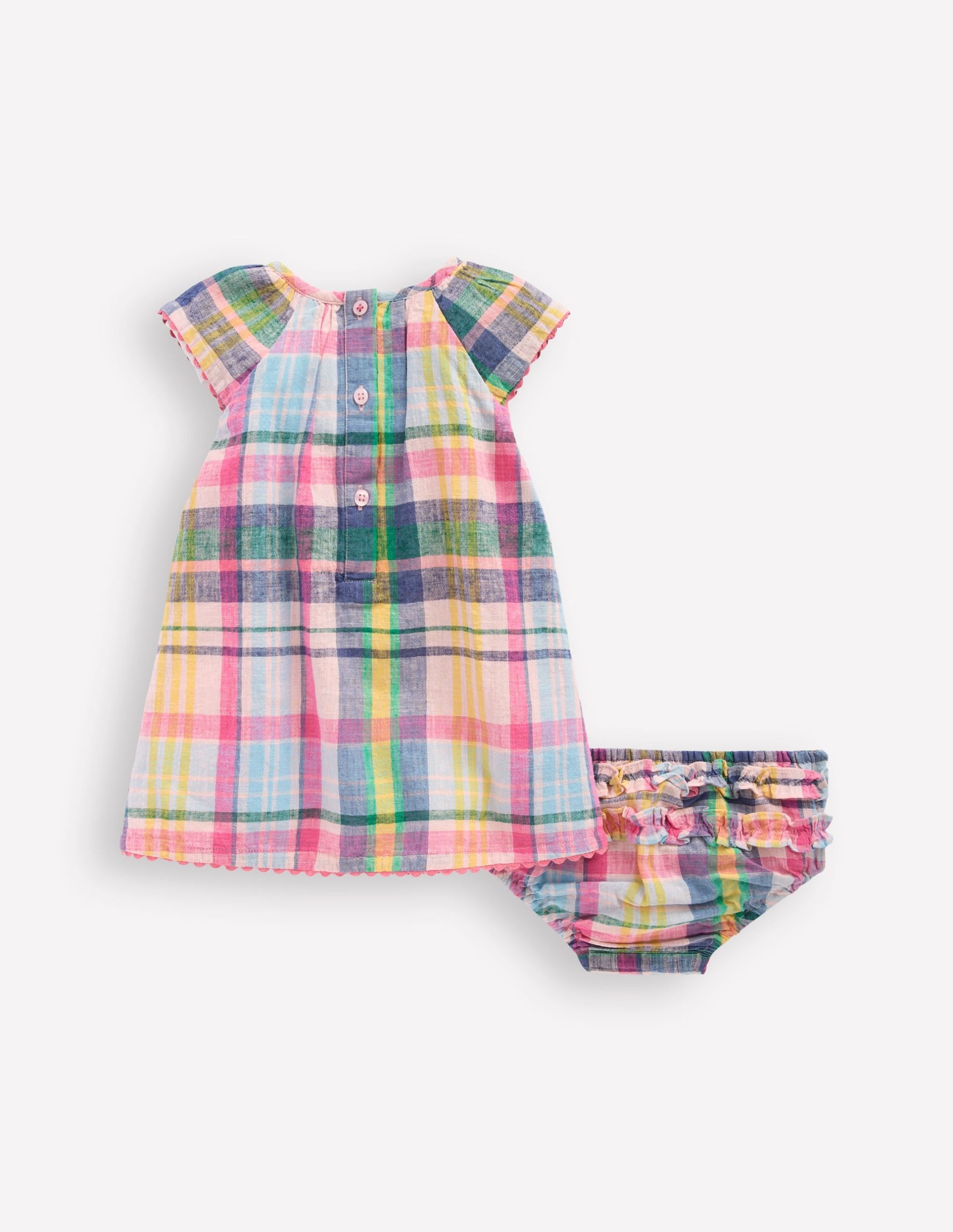 Floaty Shirred Dress-Madras Check - Image 2