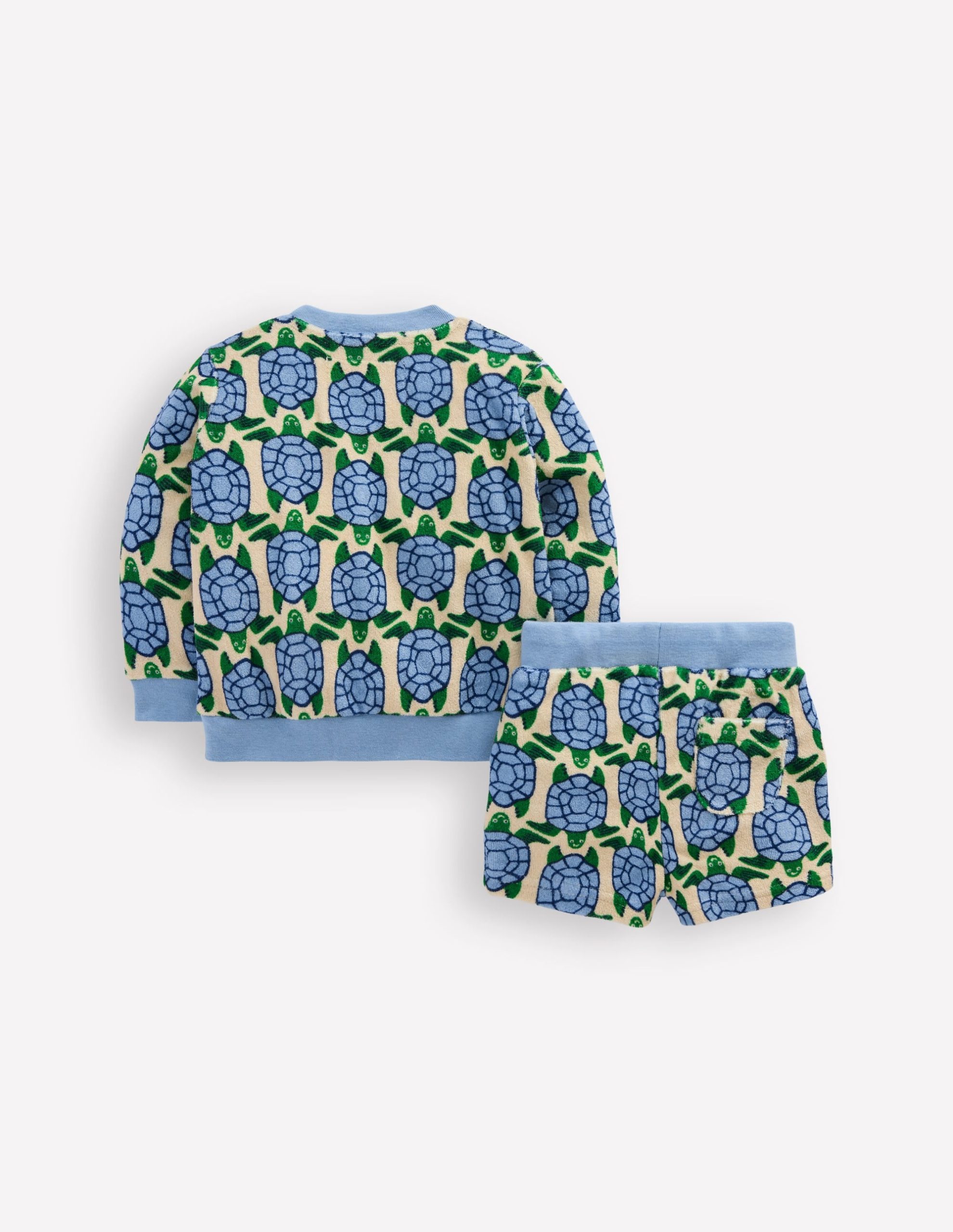 Printed Towelling Play Set-Blue Geo Turtles - Image 2