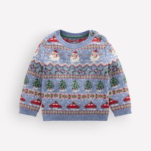 Fair isle Sweater-Glacier Blue Festive Fair Isle