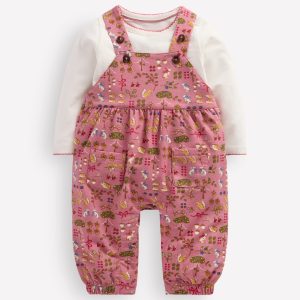 Jersey Overalls Set-Pink Woodland
