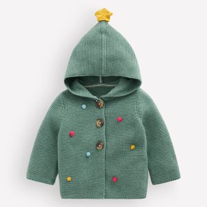 Novelty Cotton Knitted Jacket-Green Christmas Tree