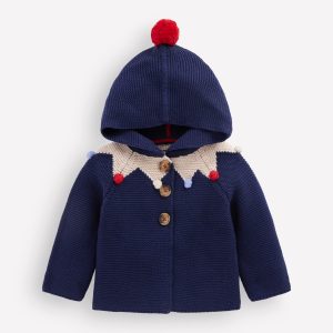 Novelty Cotton Knitted Jacket-College Navy Jester