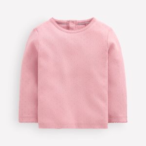 Cotton Pointelle Top-Pink