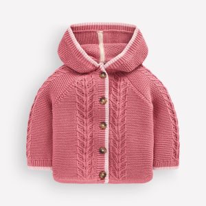 Pretty Cotton Knitted Jacket-Dusty Rose