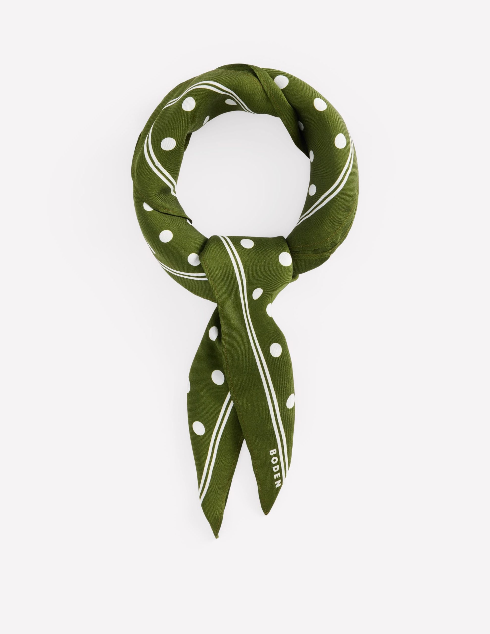 Elisabeth Silk Square Scarf-Chive. Spot