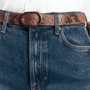 Classic Leather Belt-Brown Snake Print
