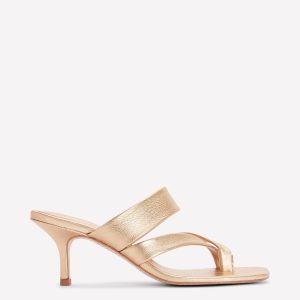 Toe Post Kitten Heels-Gold
