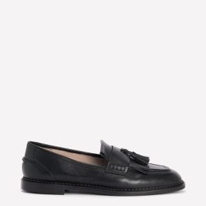 Nya Ghillie Flat Loafers-Black