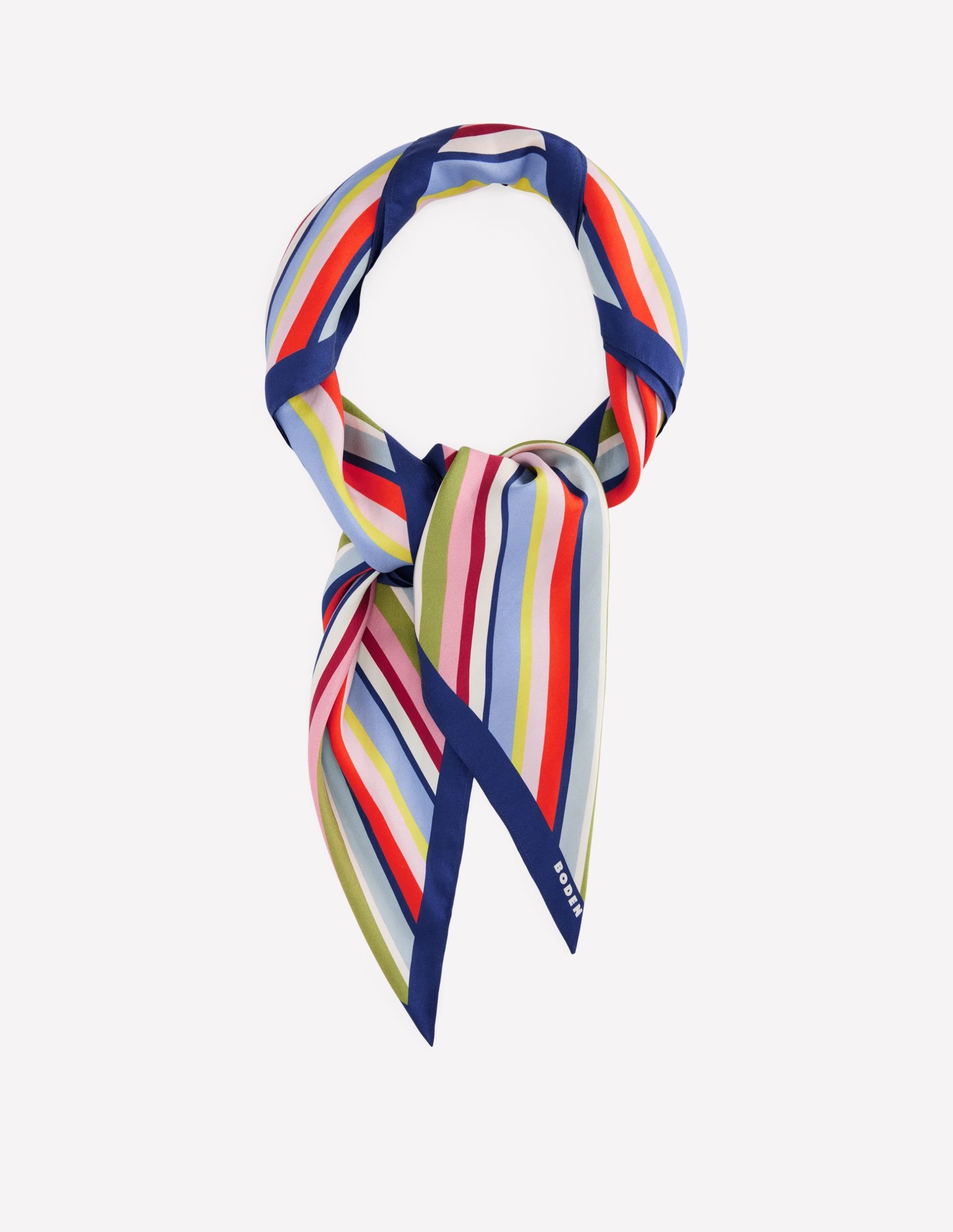 Elisabeth Large Silk Scarf-Multi. Diagonal Rainbow Stripe