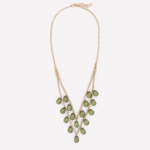 Layered Teardrop Necklace-Green