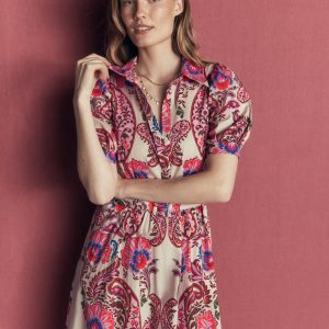 Belted Cotton Midi Dress-Multi. Bohemia Dream