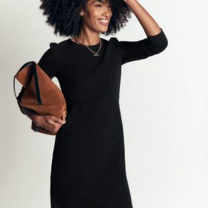 Marla Seamed Ottoman Dress-Black