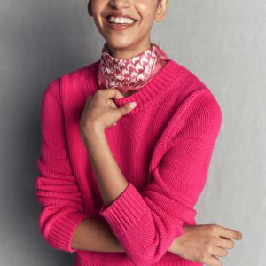 Lucy Chunky Cotton Sweater-Pink peacock