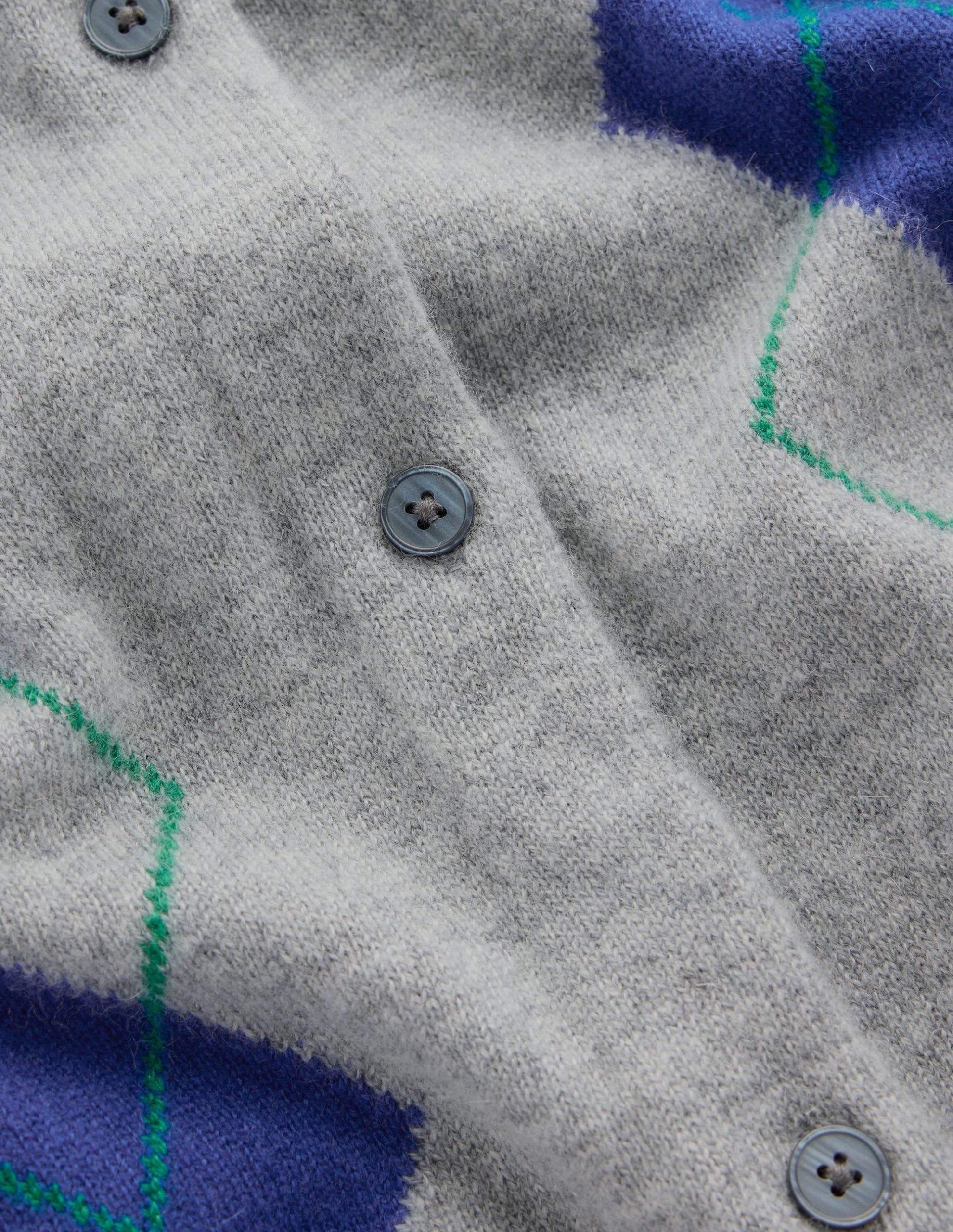 Elsie Cashmere Crew Cardigan-Grey Argyle - Image 7