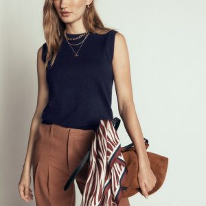 Elsie Cashmere Tank-Navy