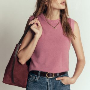 Elsie Cashmere Tank-Pink Heather