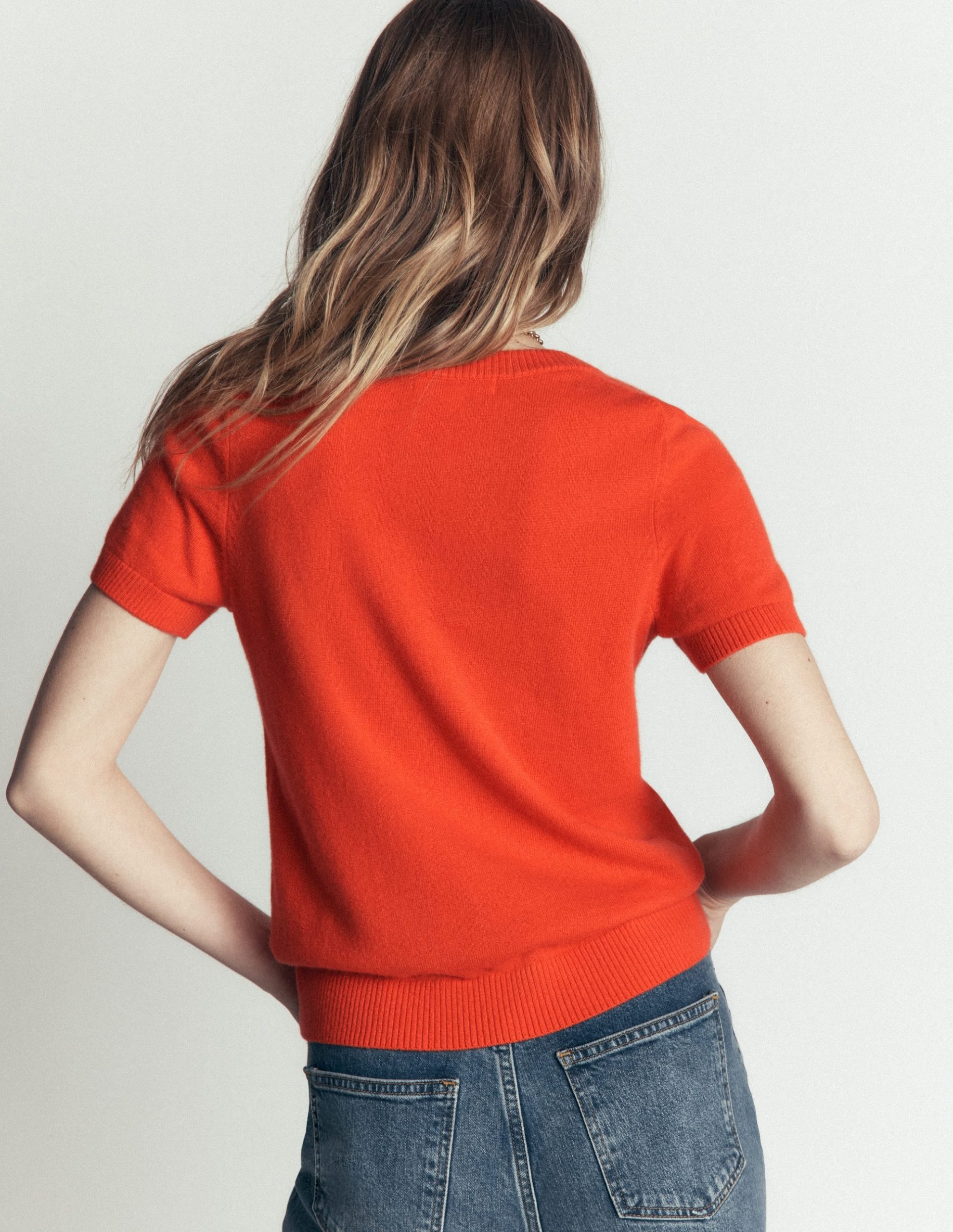Elsie Cashmere Crew T-shirt-Orange Lily - Image 4