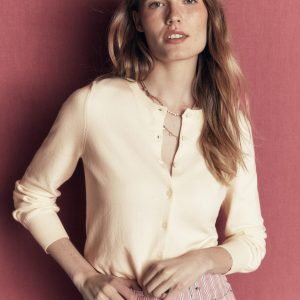 Camilla Cotton Crew Cardigan-Ivory