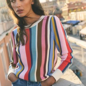 Textured Stitch Jumper-Multi Stripe