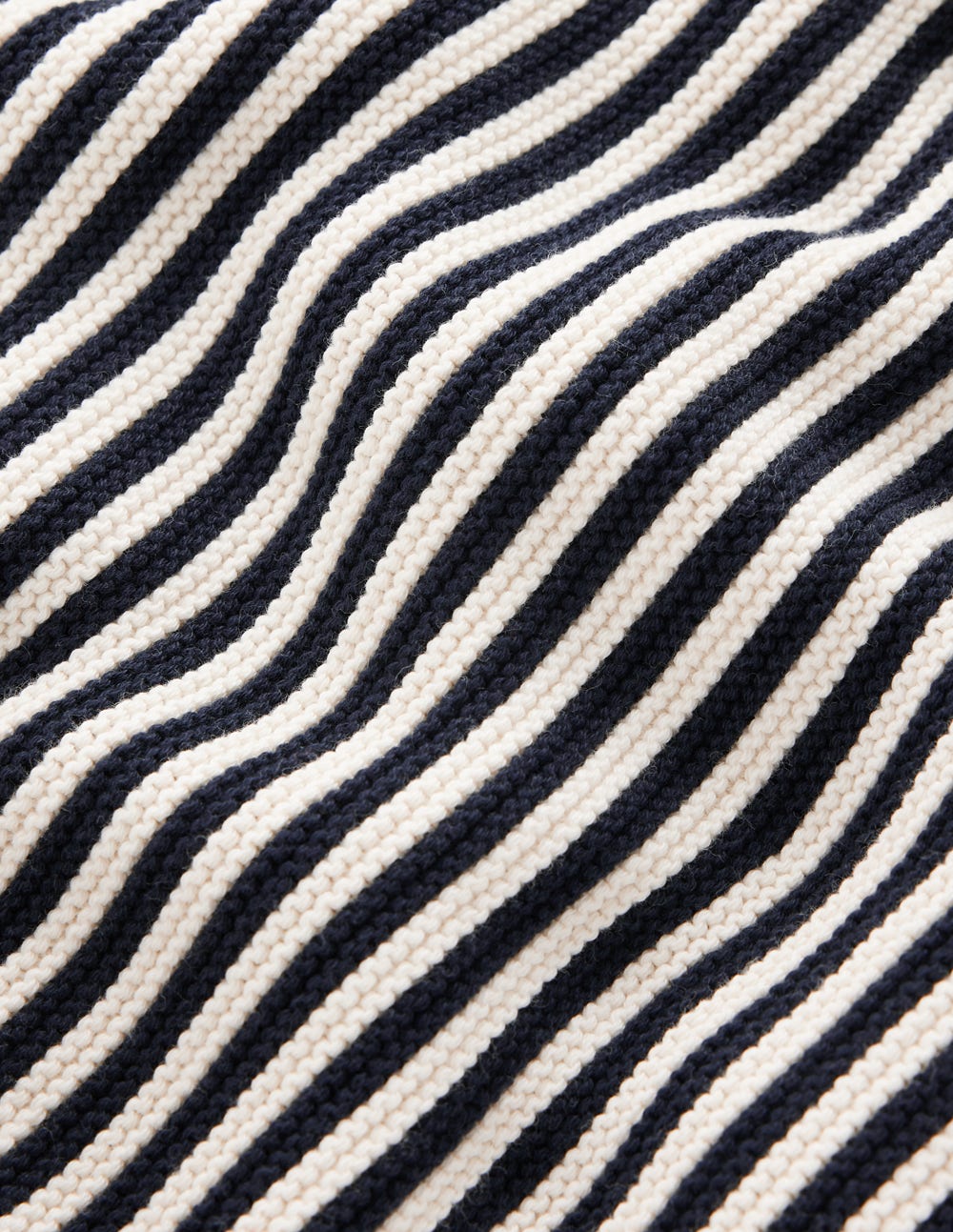 Textured Stitch Jumper-Navy. Ivory - Image 8