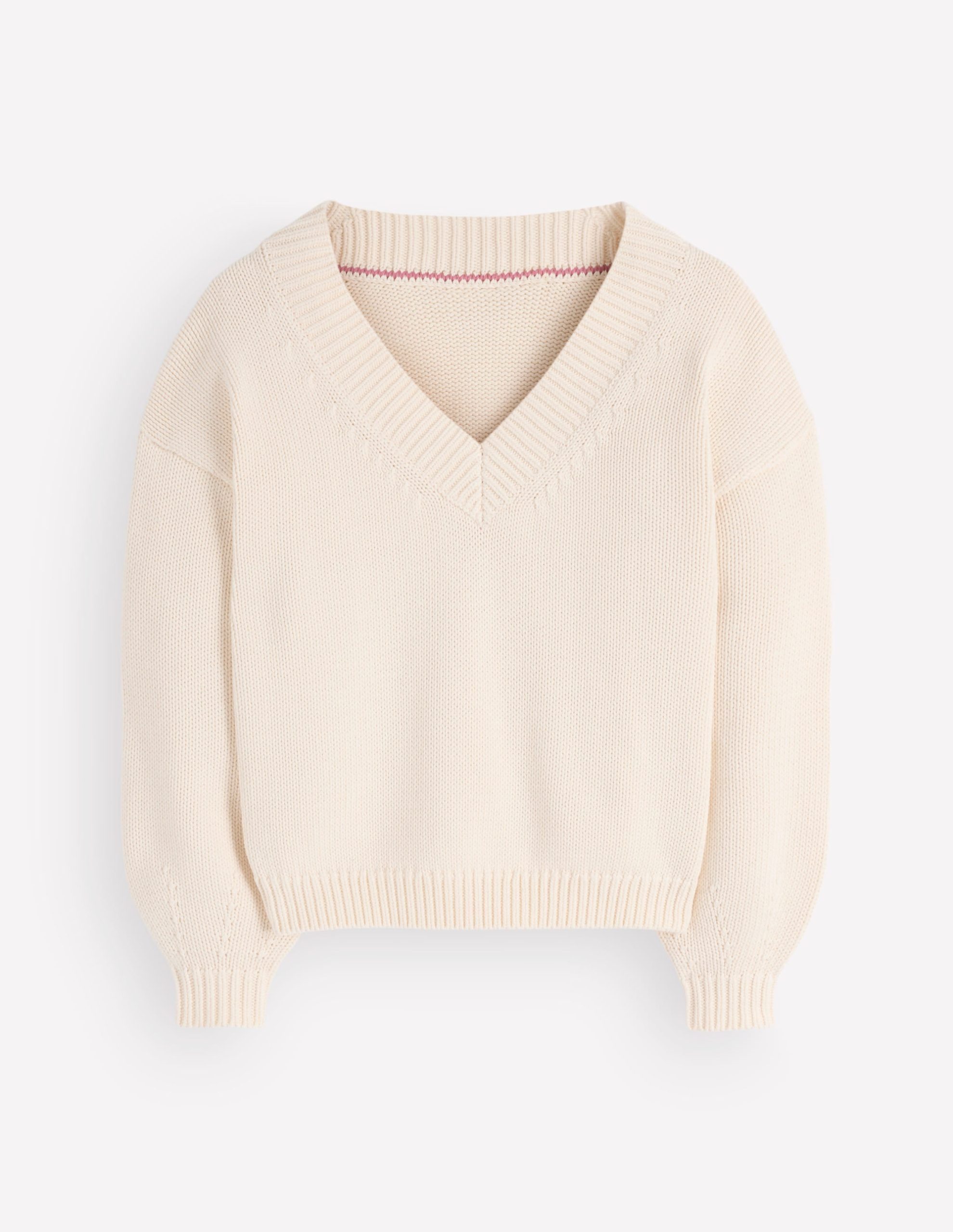 Lucy Cotton V-neck Sweater-Ivory - Image 8