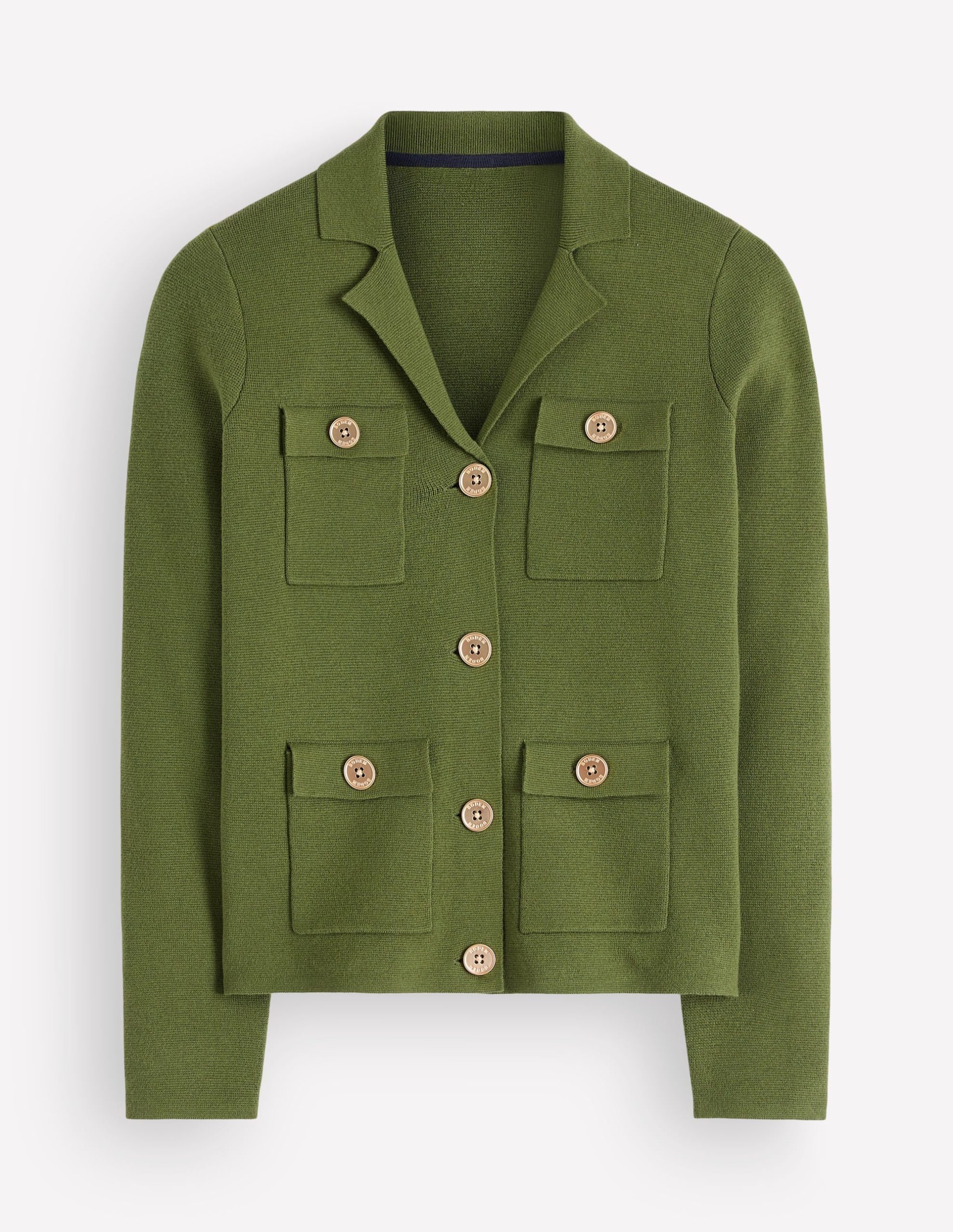 Phoebe Collared Knitted Jacket-Forest Green - Image 4