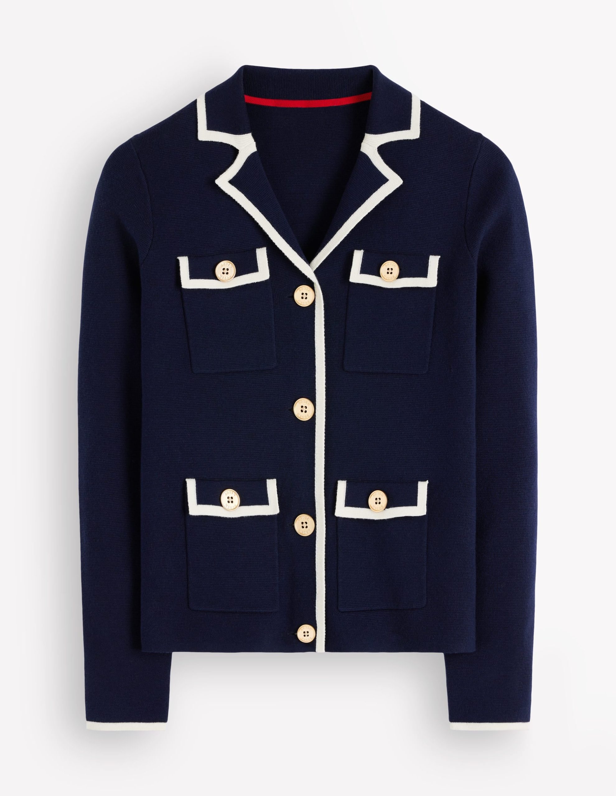 Phoebe Collared Knitted Jacket-Navy - Image 7