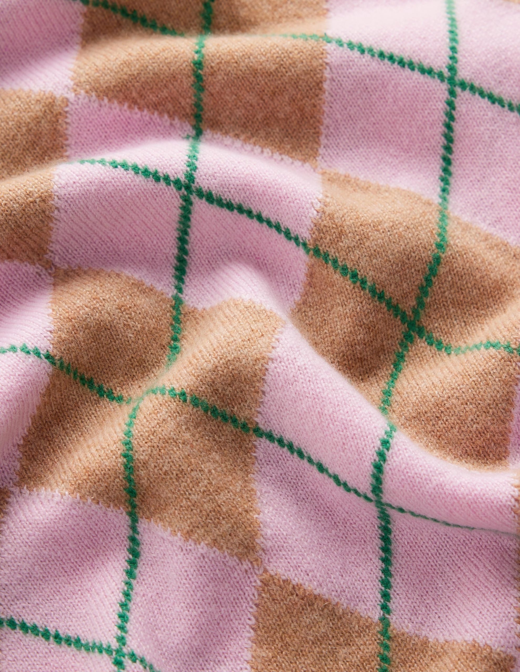 Elsie Cashmere Crew Sweater-Pink Heather. Argyle - Image 7