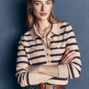 Marianne Merino Wool Sweater-Mink. Stripe