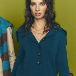 Marta Merino Wool Sailor Top-Delft Blue