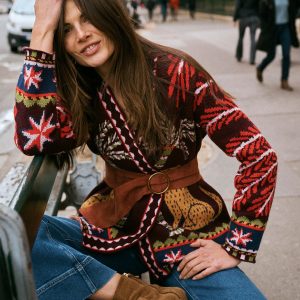 Belted Wrap Knitted Cardigan-Winetasting