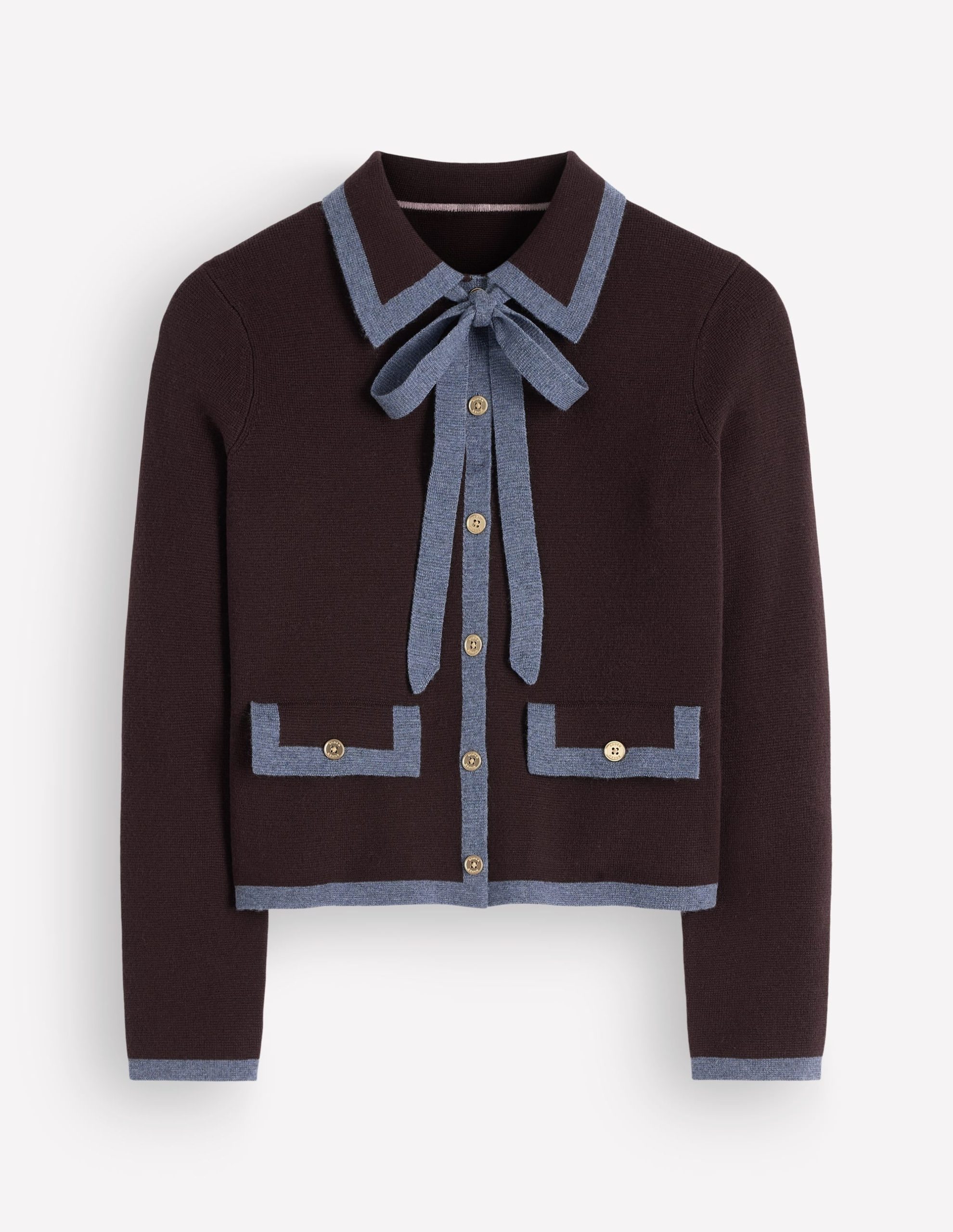 Elizabeth Bow Knitted Jacket-Bitter Chocolate - Image 5