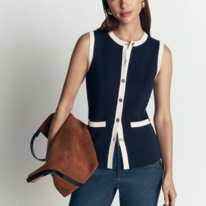 Crew Milano Knit Waistcoat-Navy