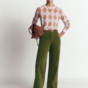 5-Pocket Cord Column Jeans-Chive