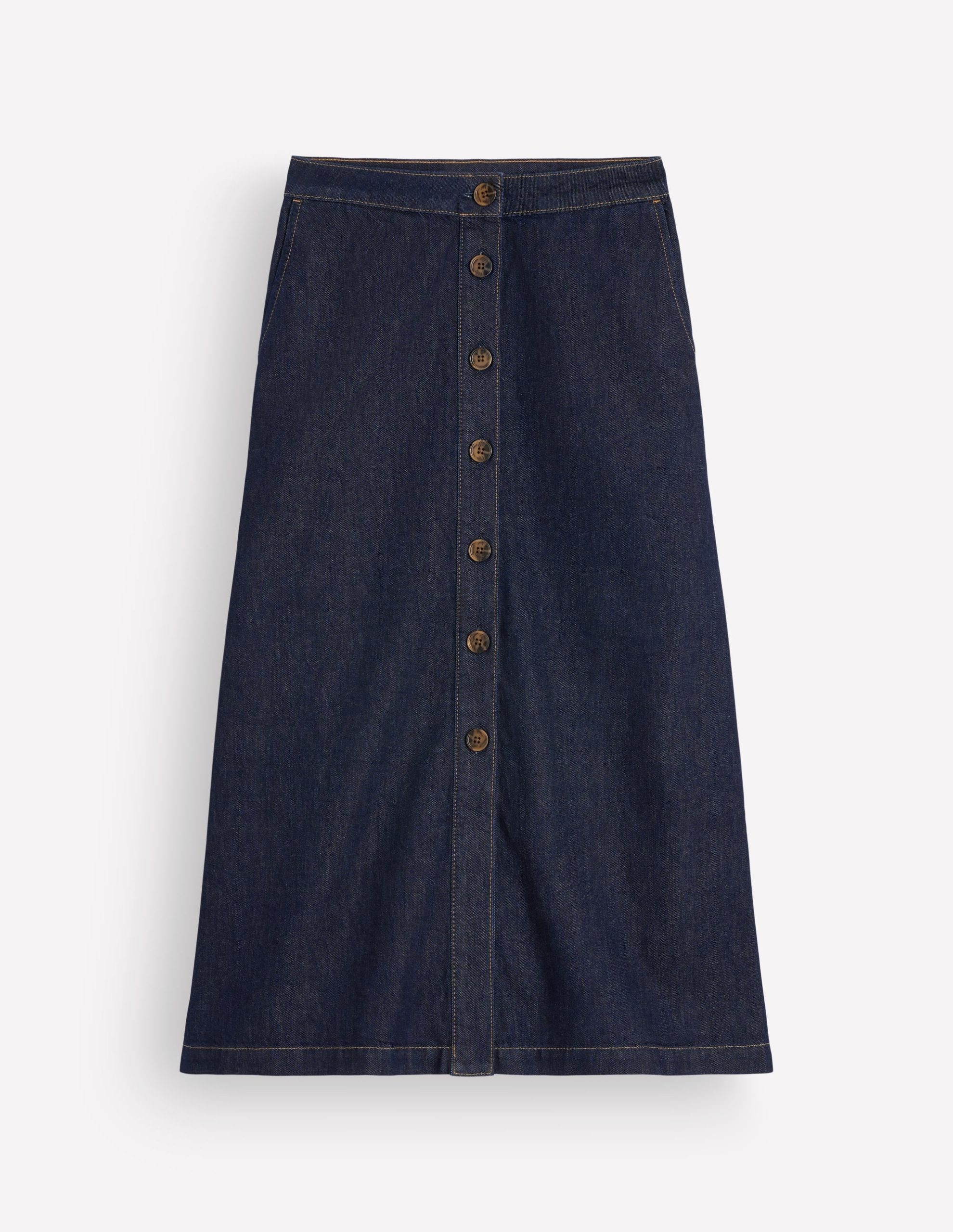 Val Button Denim Midi Skirt-Indigo - Image 5