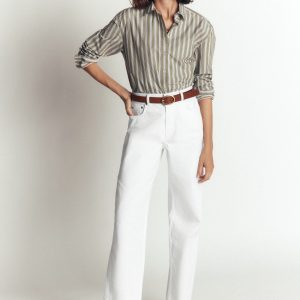 Barrel Leg Jeans-White
