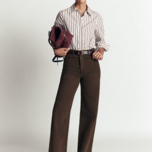High Rise Wide Leg Jeans-Dark Chocolate