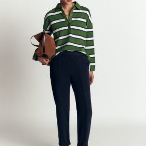 Mid Rise Straight Leg Pants-Navy