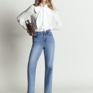 High Rise Straight Jeans-Light Vintage