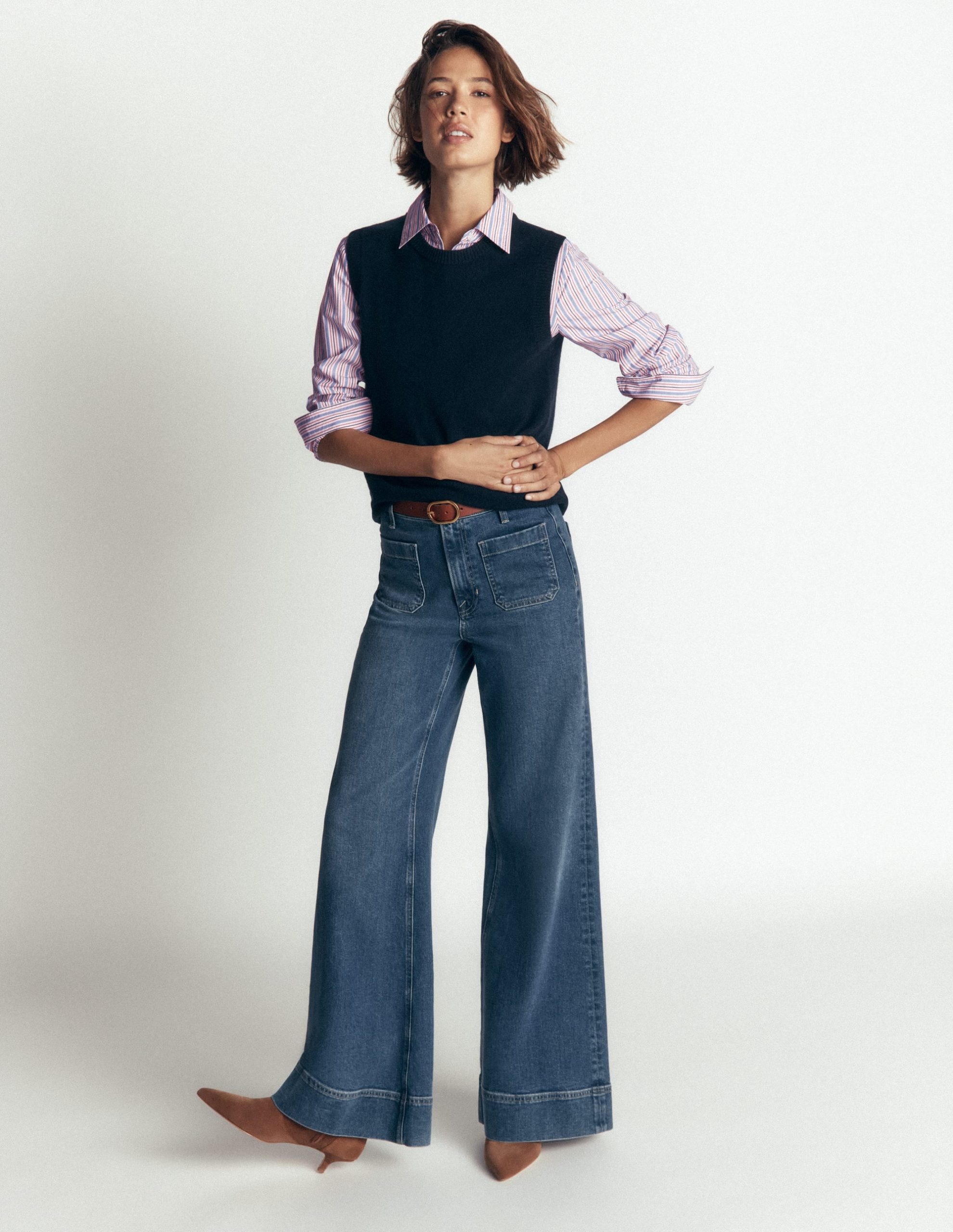 The New Sienna Cotton Shirt-Blue. Jam Red Stripe - Image 4