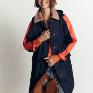 Colour block Raincoat-Navy