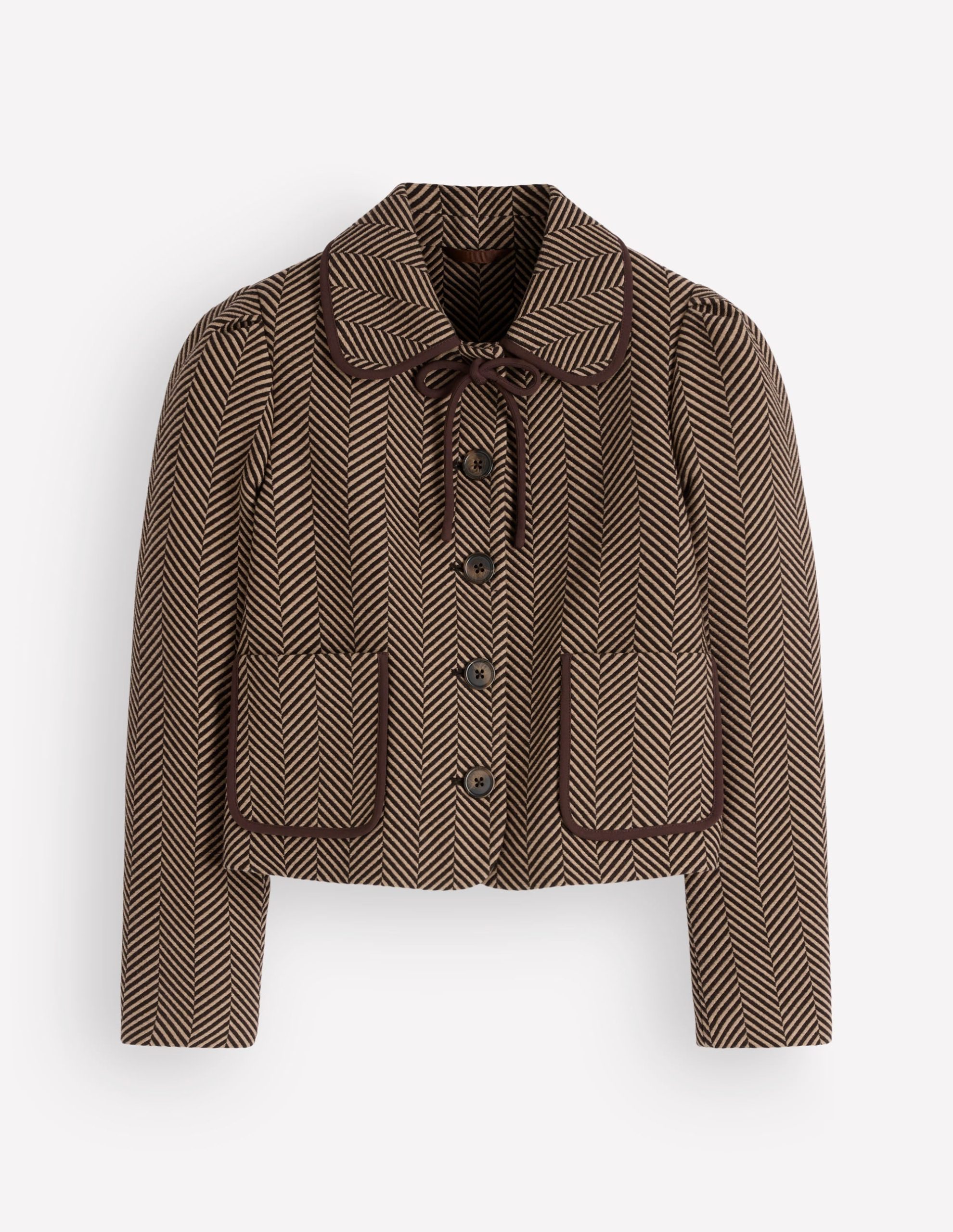 Branscombe Bow Jacket-Brown Herringbone - Image 6