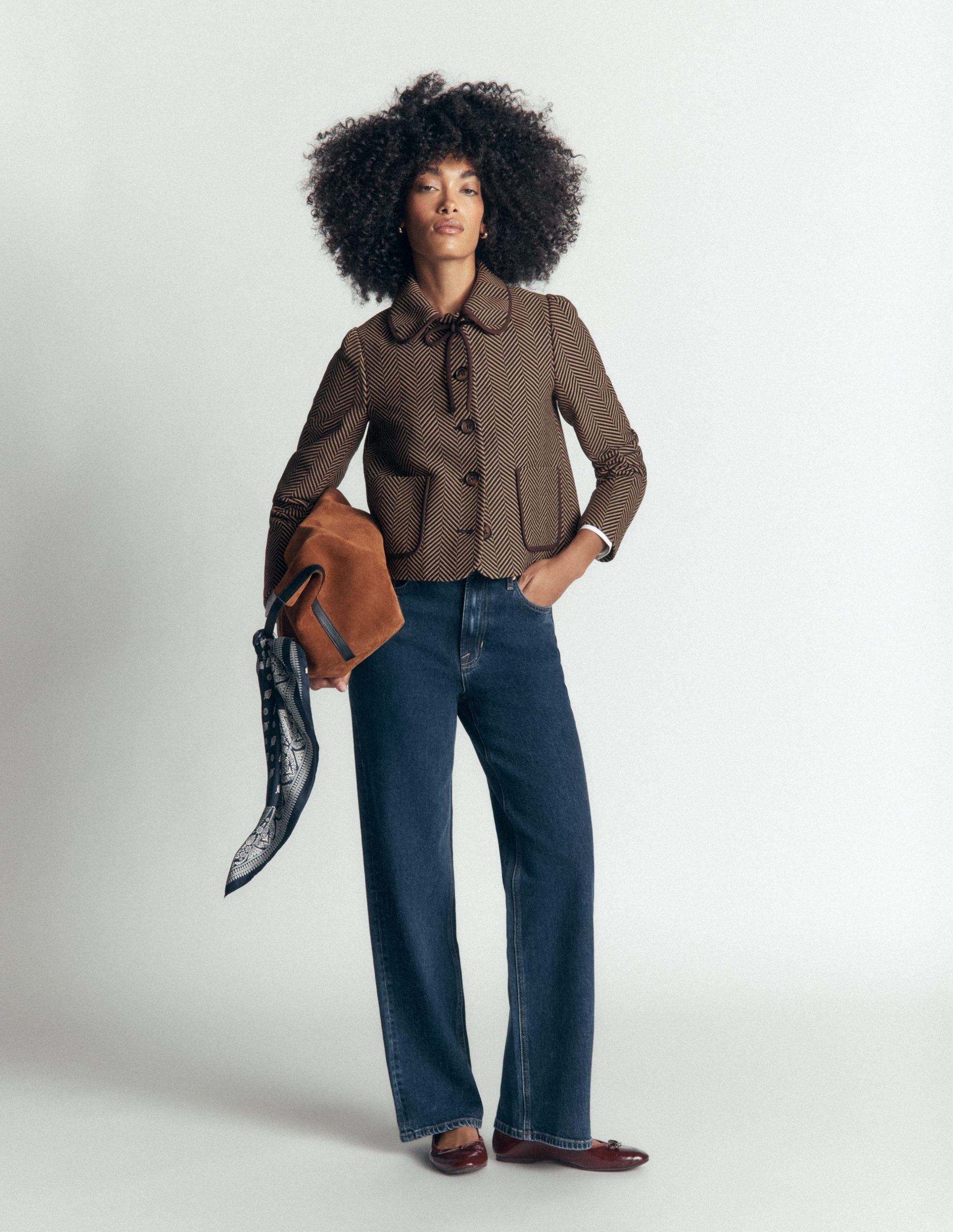 Branscombe Bow Jacket-Brown Herringbone - Image 5