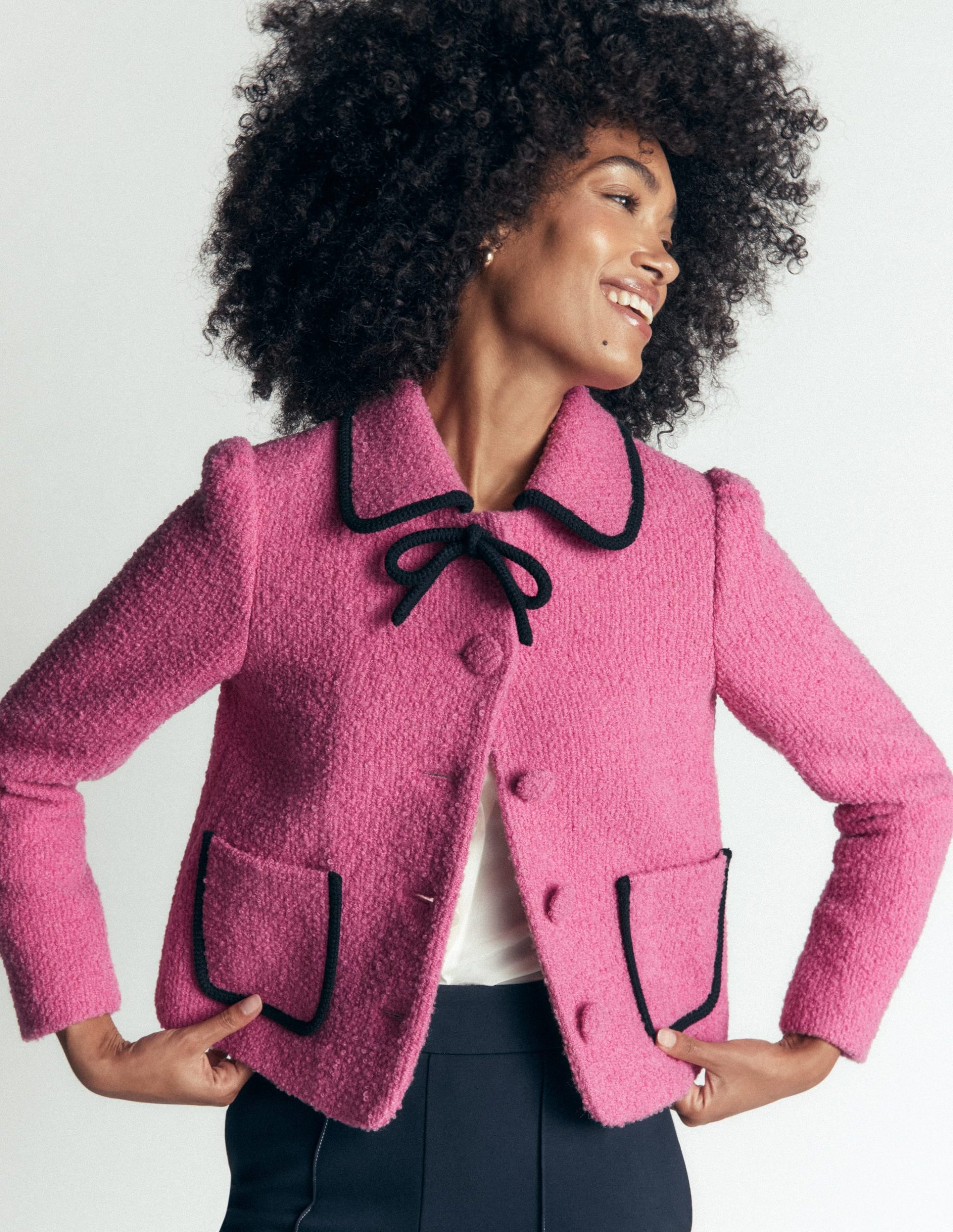 Branscombe Bow Jacket-Pink Solid - Image 2