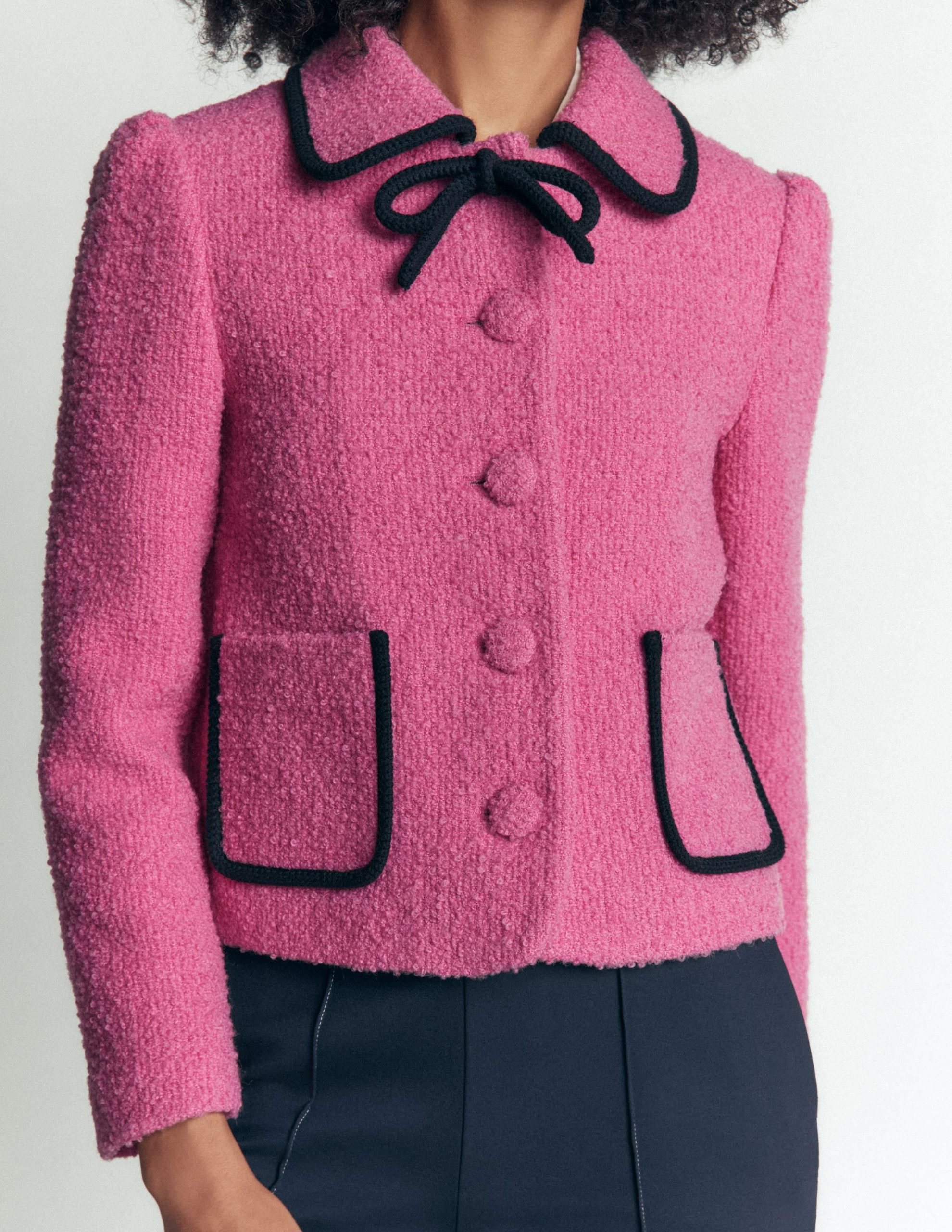 Branscombe Bow Jacket-Pink Solid - Image 3