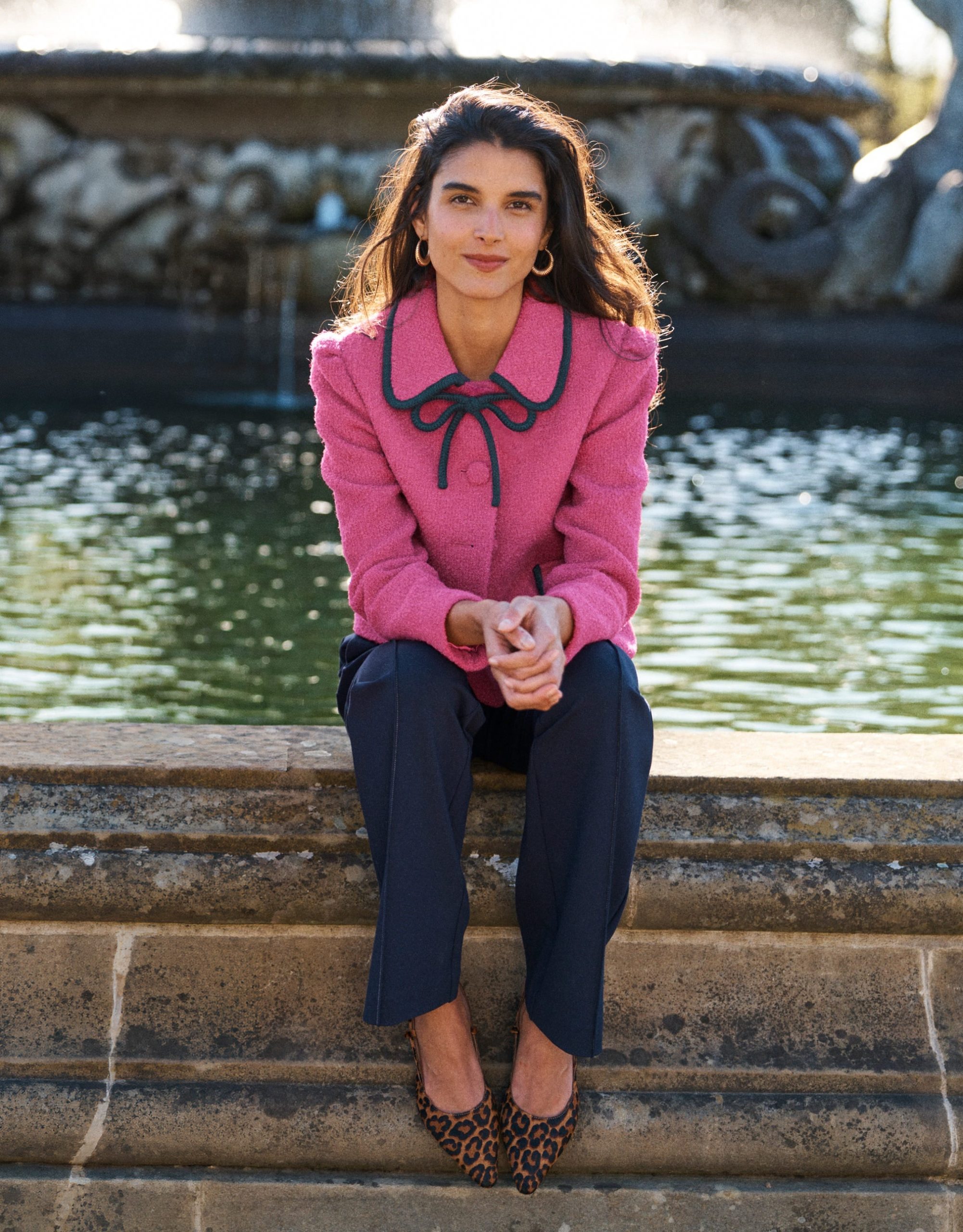 Branscombe Bow Jacket-Pink Solid