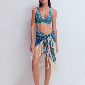 Tassel Sarong-Dark Green. Tigers Paradise