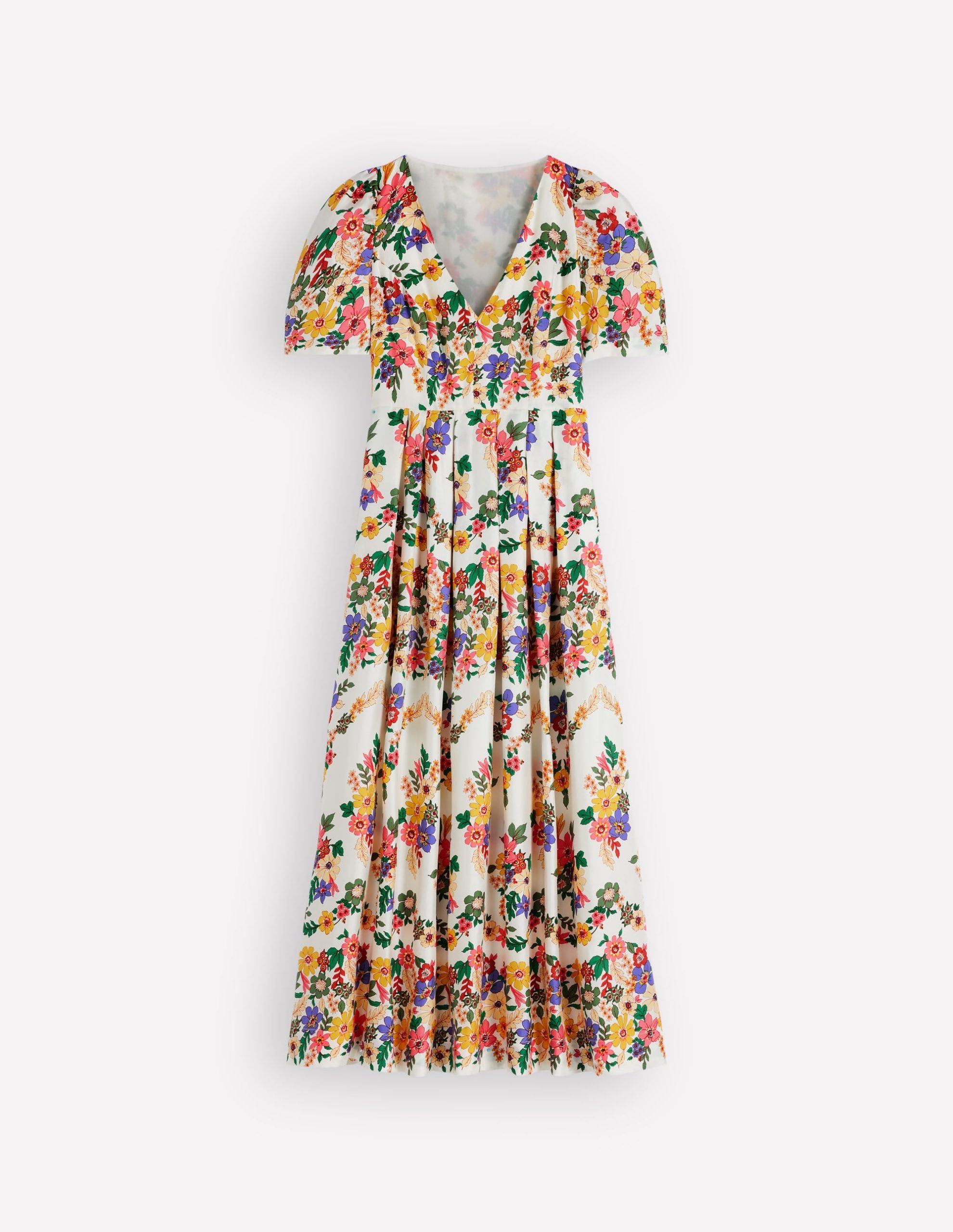 Pleat V-neck Dress-Multi Meadow Flowers - Image 7