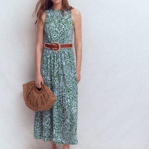 Camalie Jersey Maxi Dress-Green. Elaborate Gardenia